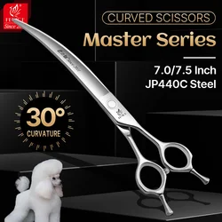 Fenide Professional 7.0/7.5 Inch Bright Silver Curved Scissors  JP440C Forbici per curva liscia Suitable Home/Salon Dog Grooming