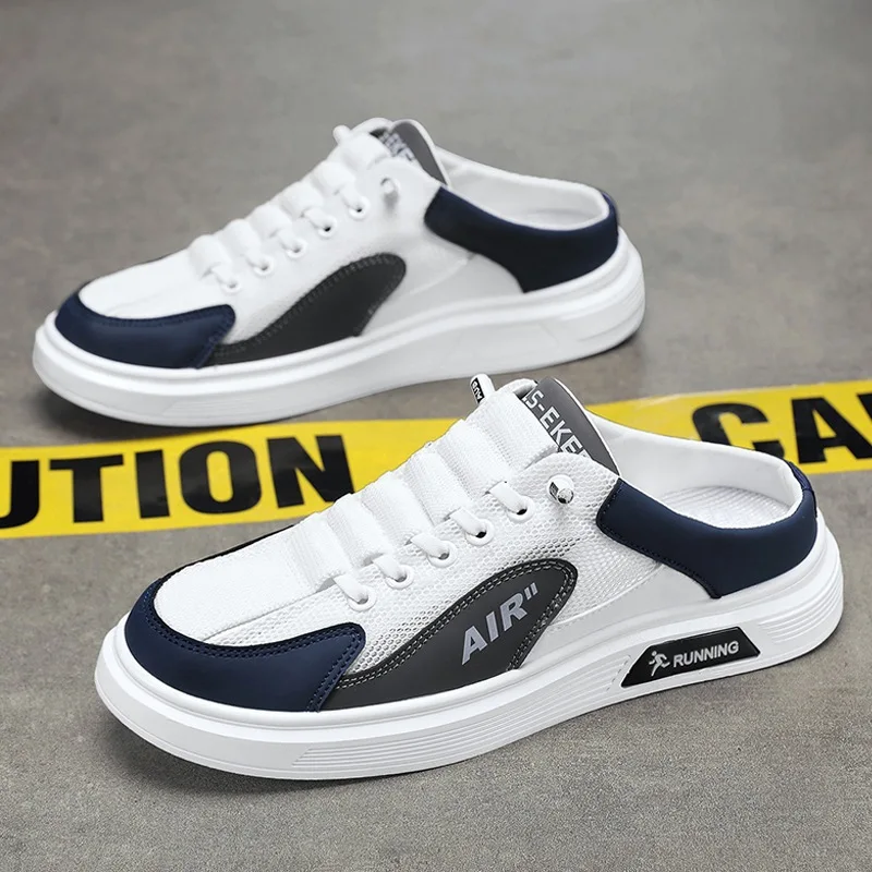 2025 Summer New  Men's Shoes Slip-On Loafers Flat Slippers Summer Half Slippers Lightweight Lazy Shoes Student Sandalias Zapatos image 3