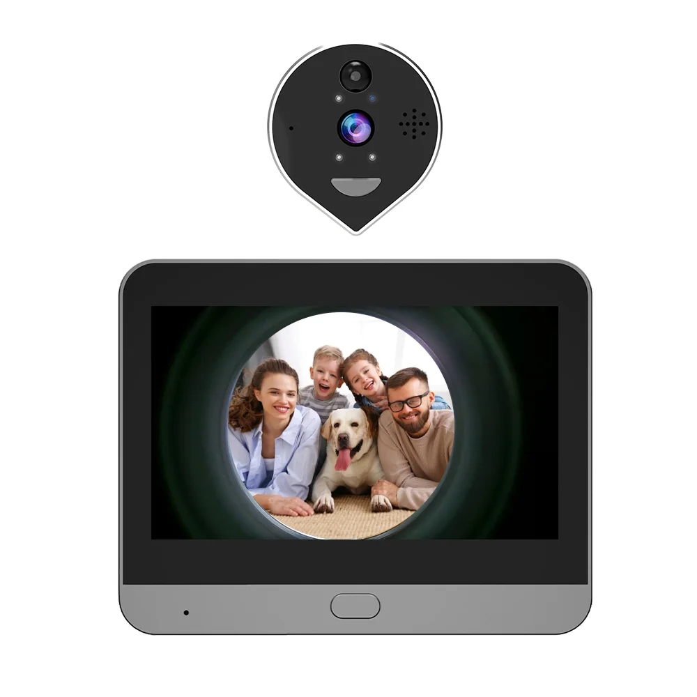 4.3inch Tuya APP 3MP 360Degree Fish Eye Lens WIFI Doorbell Intercom Visual Panoramic Video Door Phone Peephole Camera Doorviewer