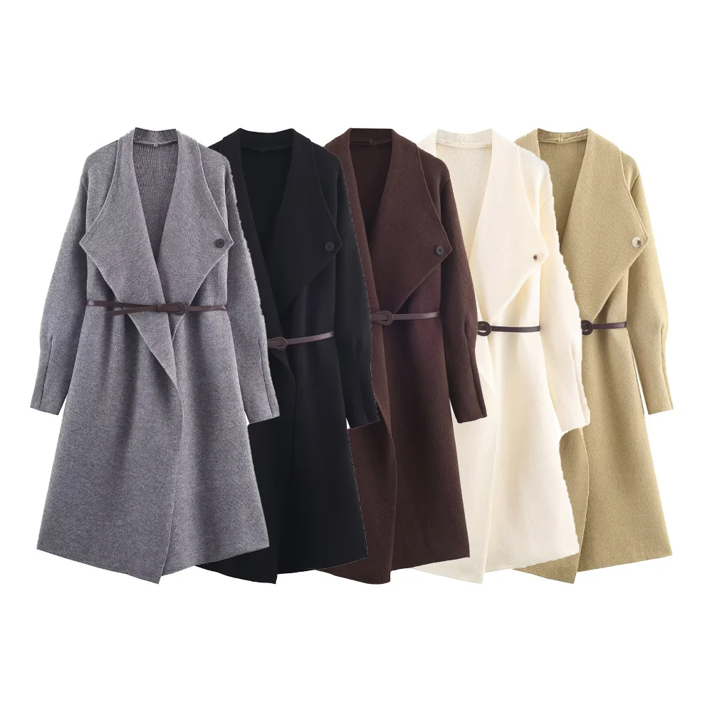 

Осенний новый продукт: женский стиль для поездок на работу, модный, универсальный, элитный, подходящий ремень, вязаное пальто и куртка.