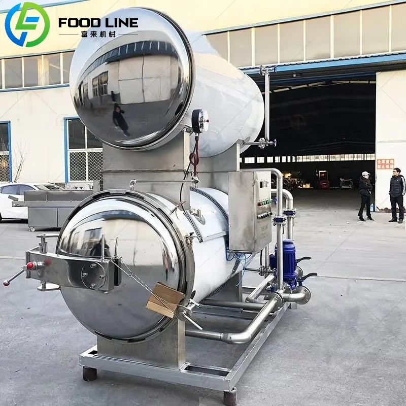 Food Sterilizer Autoclave Retort Machine High Pressure Steam Water Immersion for Canned Pouch Beverage Glass Bottle OME