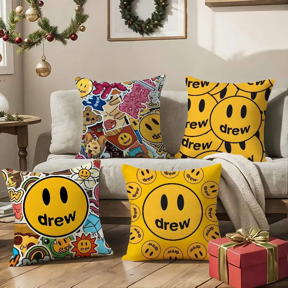 マッシュルームヘッド漫画ドリューハウス-枕カバー シルクのようなエレガントな快適なソファベッド 隠しジッパー ビーチ枕カバー