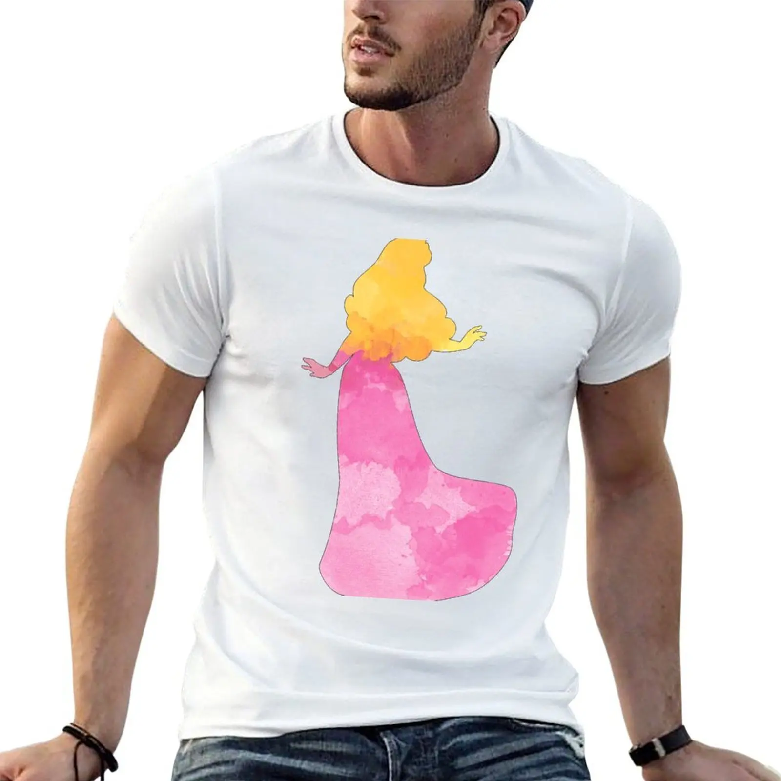

Pink princess watercolor T-Shirt anime t shirts oversize t shirt man designer T-Shirt