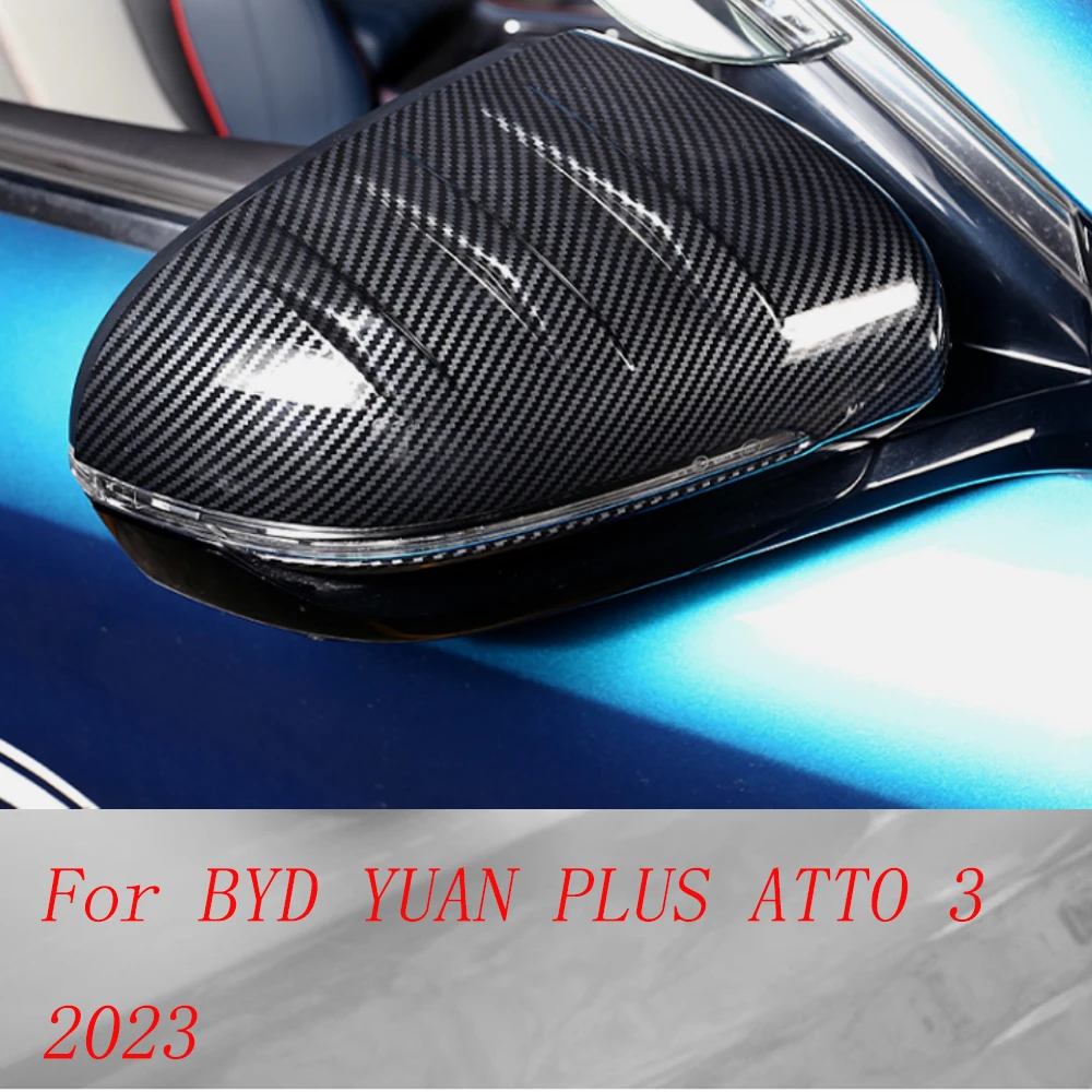 

Car Accessories For BYD YUAN PLUS ATTO 3 2023 2024 Side Door Mirror Cover Auto Carbon Fibre Stickers Chrome Rearview Guard