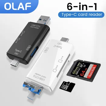 6 인 1 카드 리더 USB 3.0 c형 SD 마이크로 TF 메모리 카드 SD 어댑터, 노트북 액세서리 OTG 플래시 드라이브 스마트 카드 리더 