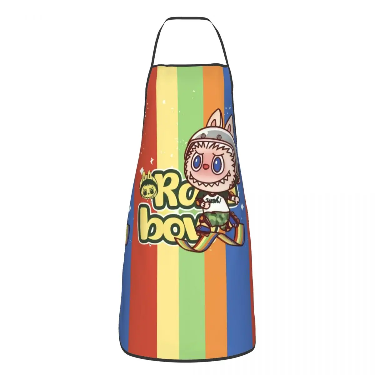 Custom L-Labubues Rainbow Funny Apron for Men Women Adult Unisex Kitchen Chef Bib Tablier Cuisine Cooking Baking Gardening