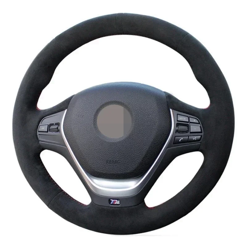 Customized Car Steering Wheel Cover Hand Sewing Black Suede Original Steering Wheel Braid For BMW F20 F21 F22 F23 F30 F31 F34