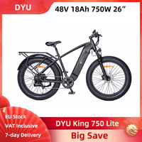 DYU King 750 Lite Electric Bike 26*4.0 Inch Fat Tires 48V 18Ah Lithium-ion Battery E-bike Bicycle Front and Rear Disc Brakes