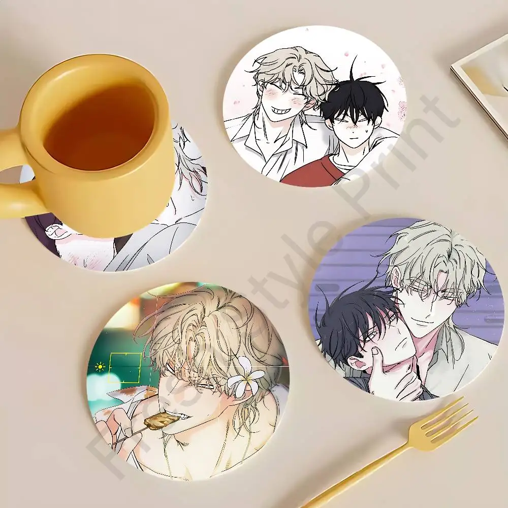 

L-Low Tide in T-Twilight Round Wooden Coasters For Cute Design Suitable for Drinks Tea,Coffee Home Perfect Gift
