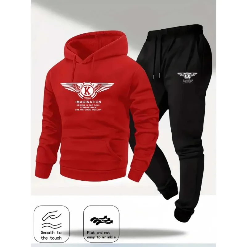 2025 Men's Casual Sports Suit with Hoodie and Sweatpants for Autumn and Winter Outdoor Sports Fashion Men's Clothing.