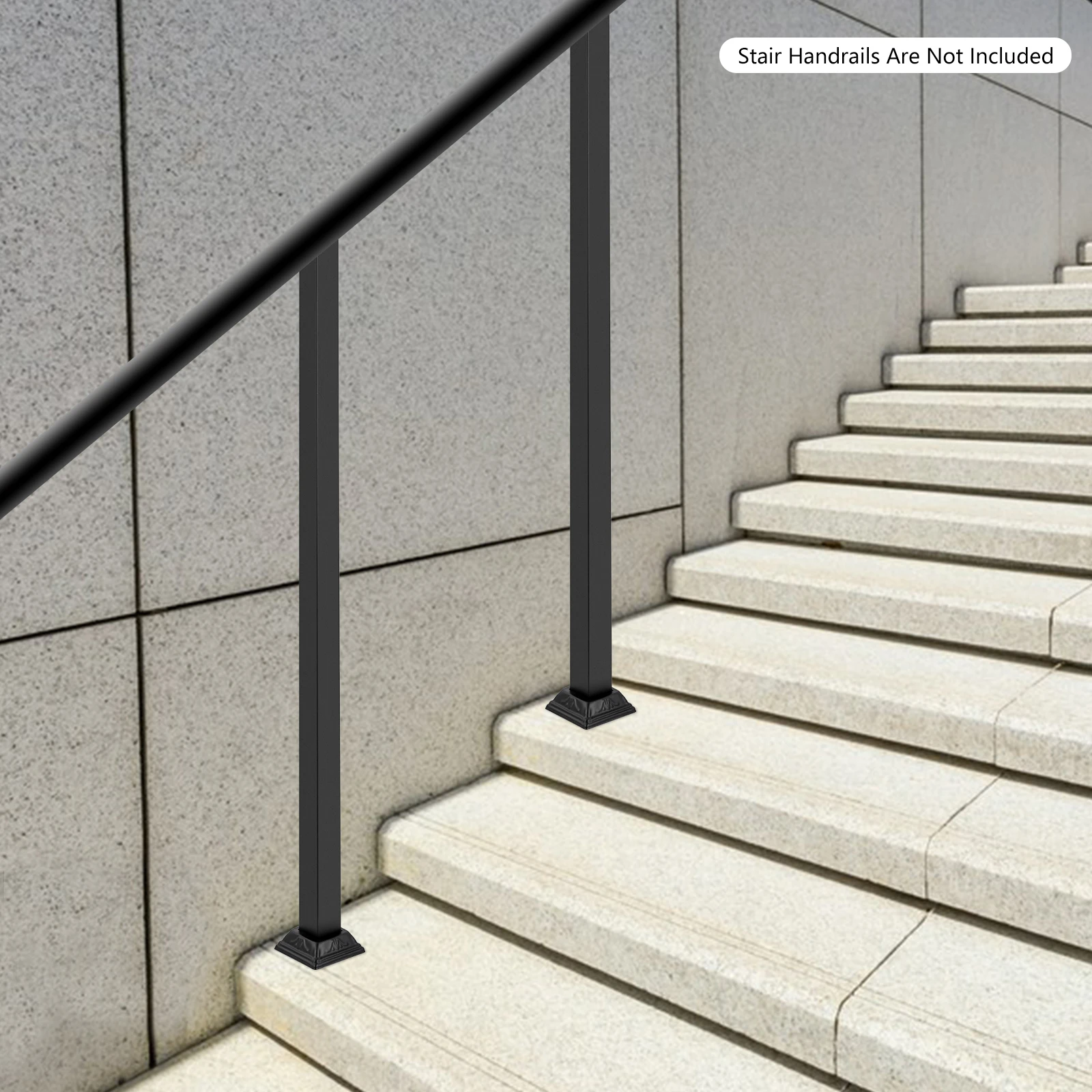 2 шт., 37,8 дюйма, лестничные балясины, перила для палубы, комплект перила из кованого железа, квадратный металлический столб для забора, черный