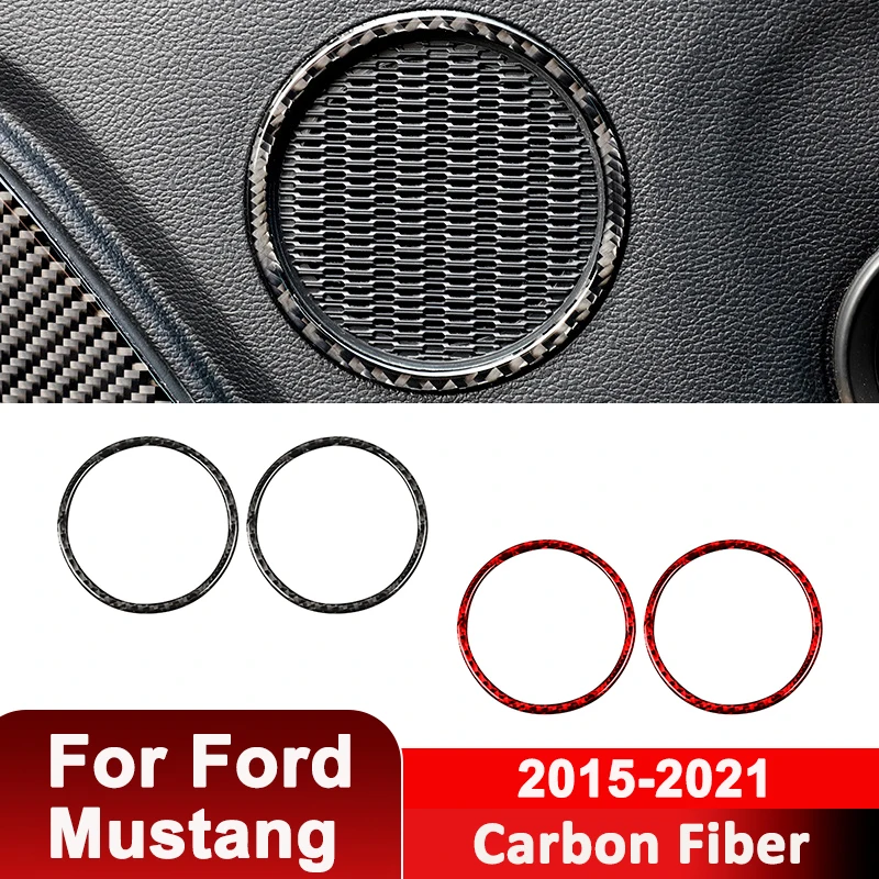

For Ford Mustang 2015-2021 Carbon Fiber Car Audio Speaker Tweeter Panel Frame Decorative Sticker Auto Interior Accessories