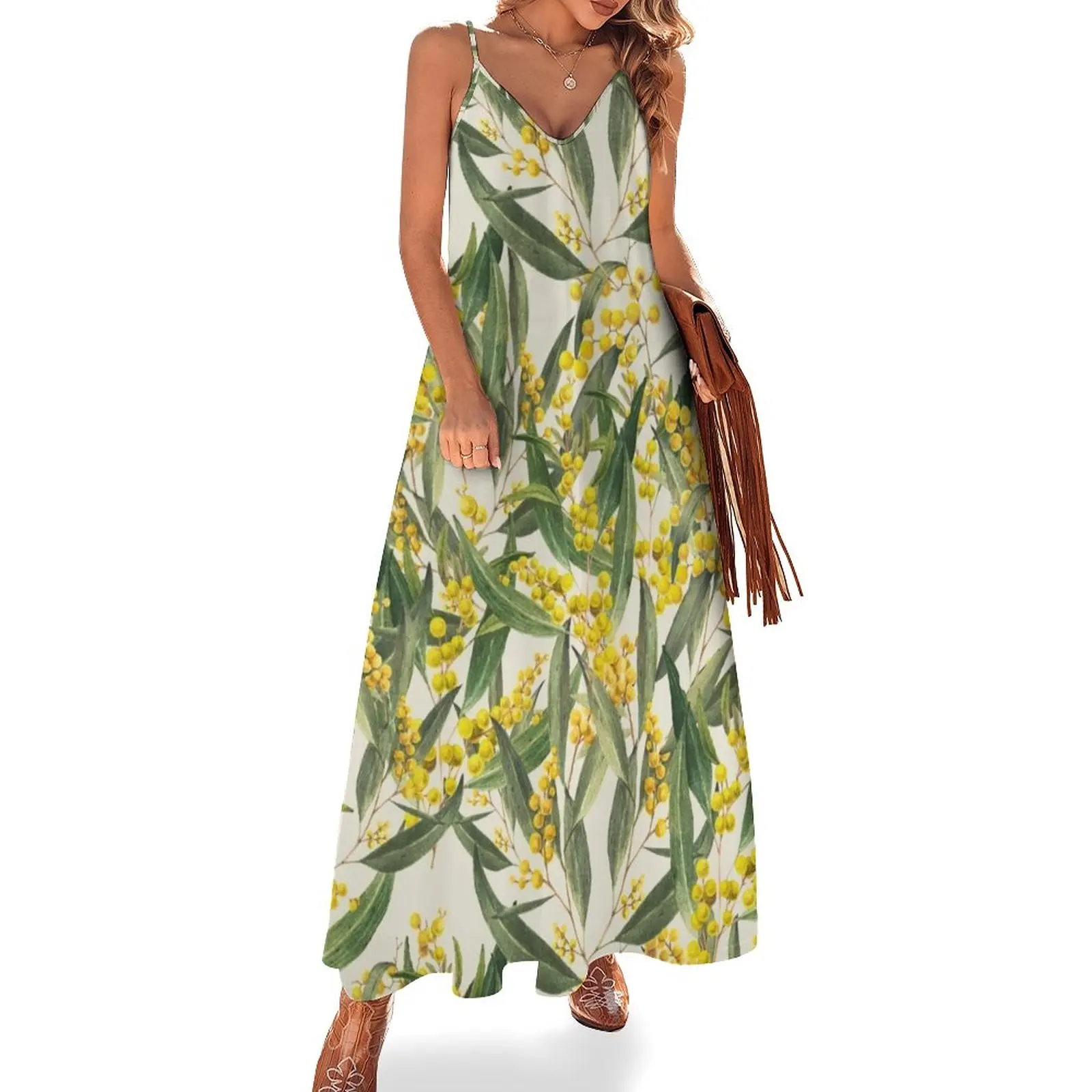 

australian wattle flower pattern Sleeveless Dress party dresses woman women's summer jumpsuit