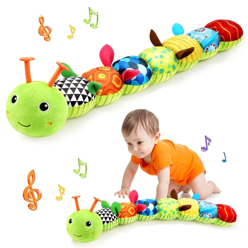 Juguete Musical de Oruga para Bebés con Sonidos y Sonajeros, Juguete de Compañía Suave y Relajante 5 en 1 para Bebés de 0 a 12 Meses