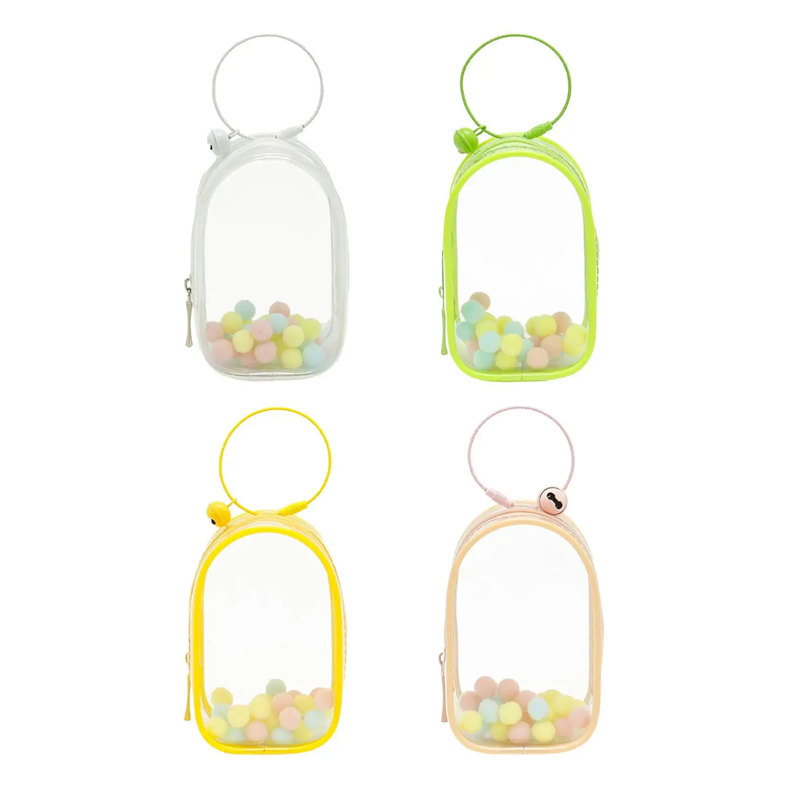 Mini Figures Carrying Case PVC Clear Tiny Pouch Hanging Organizer Portable Zipper Case Portable Doll Storage Case Backpack Decor