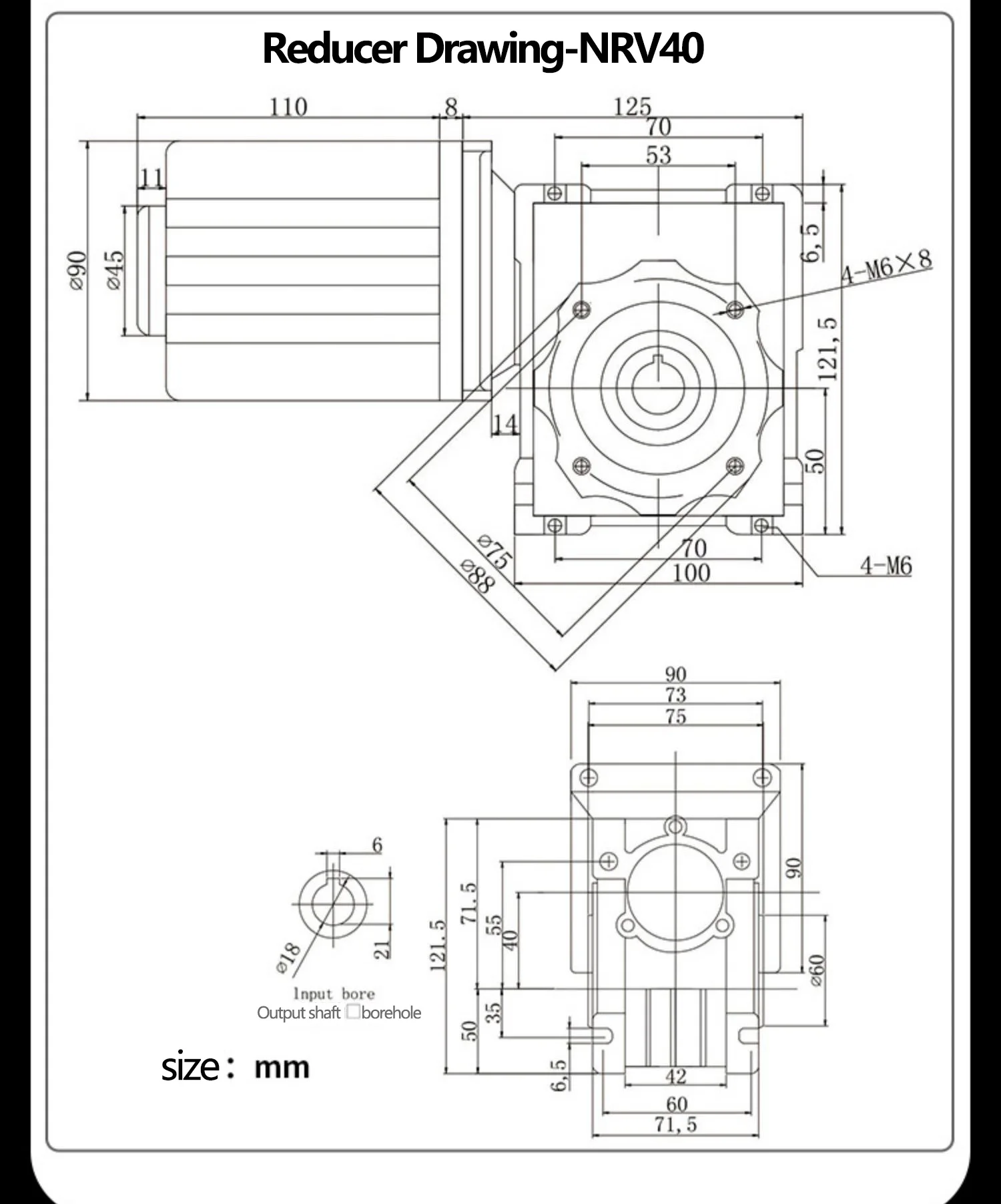 Motor Roda Gigi Cacing DC 12V 24V NMRV40 120W dengan Poros Output Tunggal RV40 Kecepatan Dapat Disesuaikan CW CCW