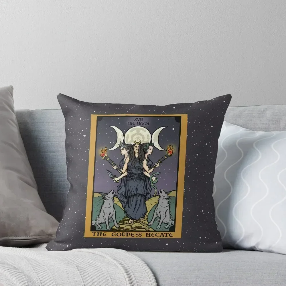 

Hecate Triple Moon Goddess of Witchcraft and Magick Witch Hekate Wheel Tarot Card Throw Pillow anime girl pillow