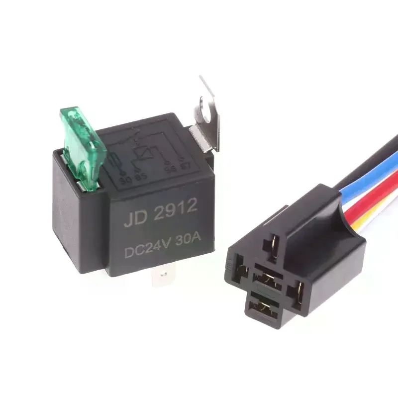 1Pcs 4/5 Pin SPST Fuse Relay For Car Truck Waterproof 12V 24V 30A Fuse Relay Switch With 14AWG 16 AWG Wire