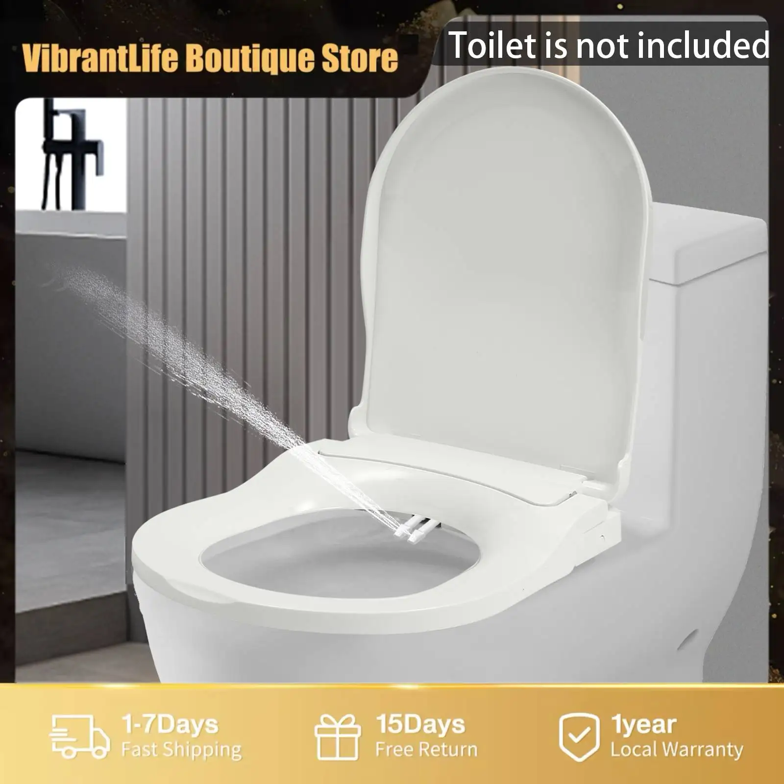 Siège de toilette intelligent à double buse - Réducteur de papier toilette écologique avec lavage avant/arrière et système à pression sans batterie