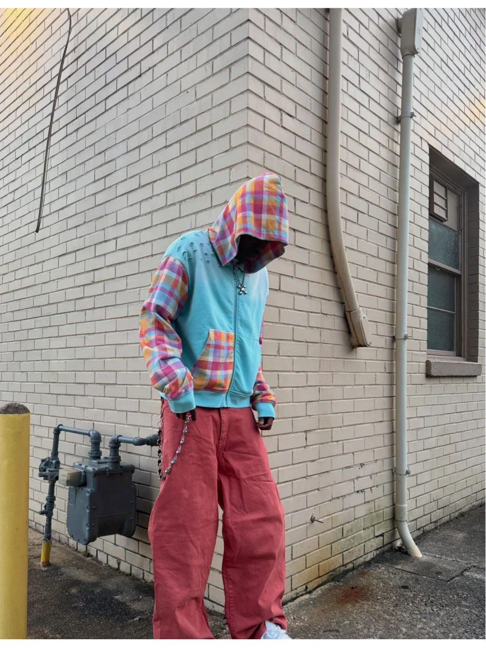 2026 New Retro Y2K Harajuku Style Colorful Grid Splicing Zipper Hoodie, American Street Trendy, Versatile, Small and Popular ins