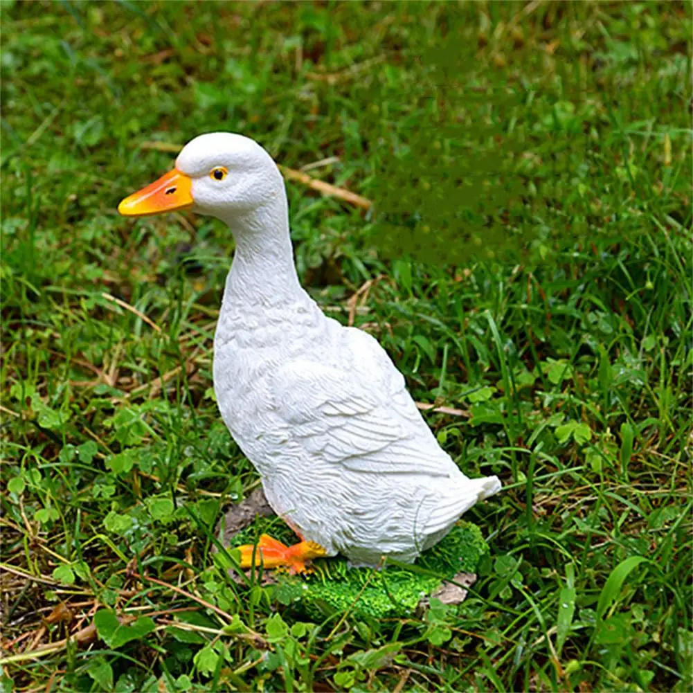 White Simulated Duck Animal Figurine Simulated Duck Model Fake Poultry Goose Model Duck Garden Statue Lown Miniature Figurine