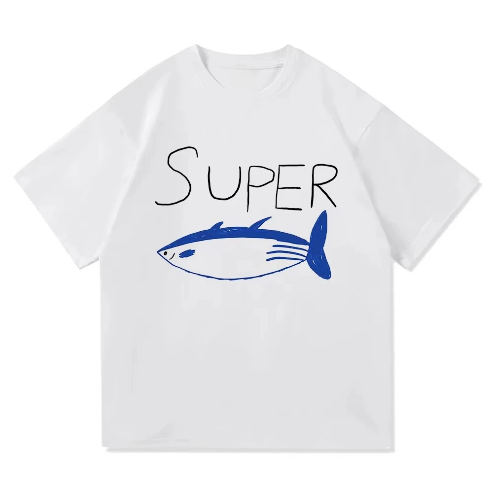 

Летняя футболка Jin Super Tuna, модная одежда в стиле ретро Kawaii, высококачественный топ Harajuku, куртка на хлопковой подкладке, подарочная футболка