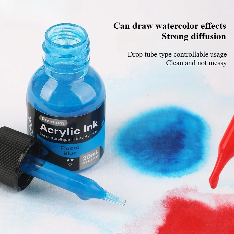 6/12 Color 20ml Acrylic Ink Bright Colors Not Easy To Fade Stackable Colors for Painting Graffiti Handmade DIY Decoration view 4