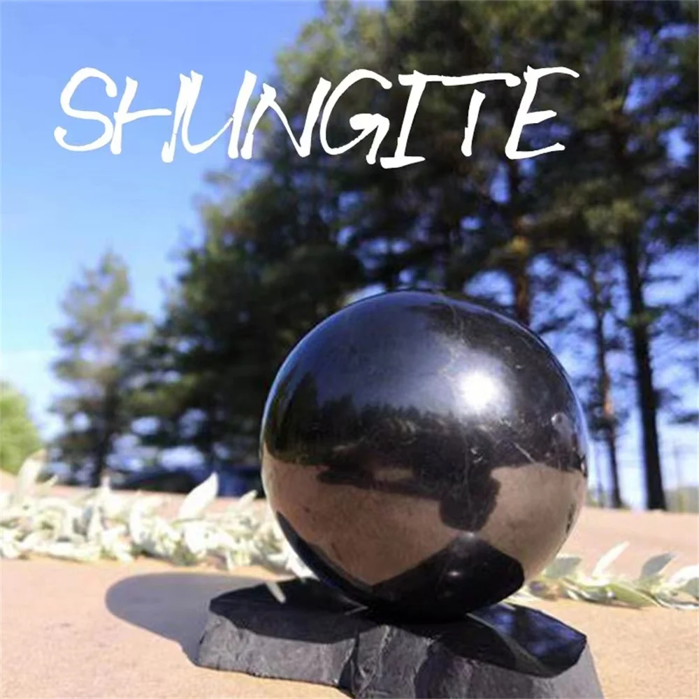 High Quality Shungite Stone Natural Crystal Ball Quartz Point Sphere Feng Shui Ornaments Ore Minerals Home Decoration Room