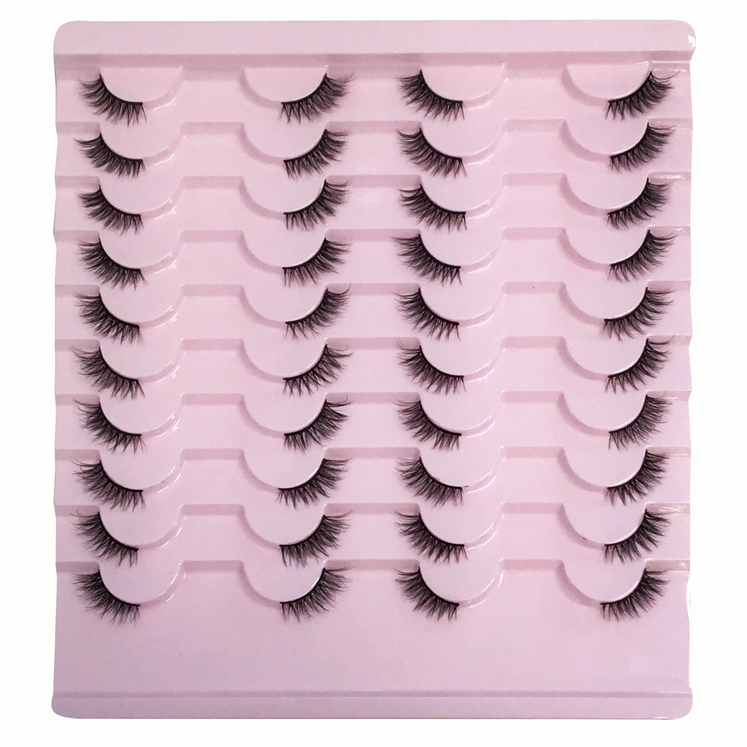 20 Paar Halve Wimpers Make-Up 3d Faux Mink Wimpers Nieuw Ontwerp Cat Eye Wimpers Pluizige Natuurlijke Wimpers Make-Up Tools Wimper Extensie