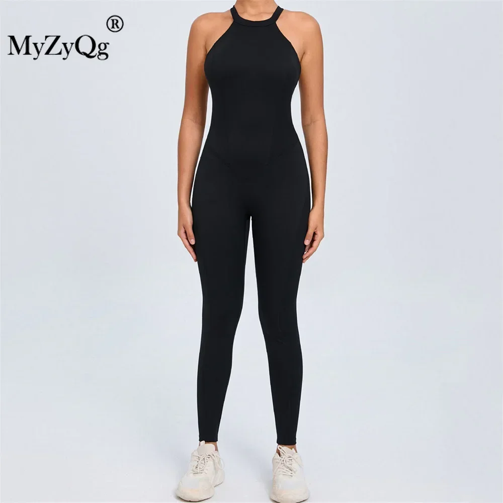 MyZyQg Women Ballet Dance Aerial Back Buckle Yoga Jumpsuit Fitness Sports Peach Butt Tracksuit Bodycon Workout Sportswear