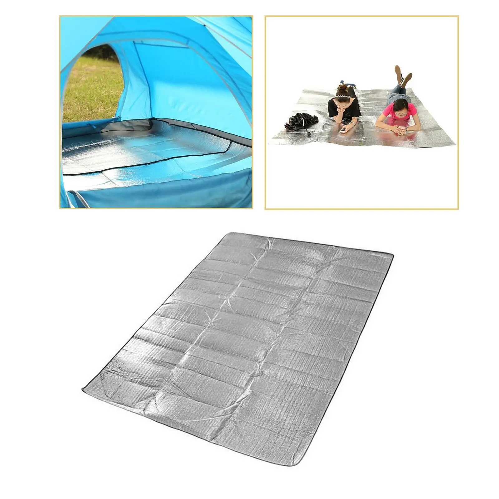 Camping Mat Foam Foil Blanket Insulation Tent Pad Portable Square Moistureproof Sleeping Tent Pad Camping Mat for Beach Tent