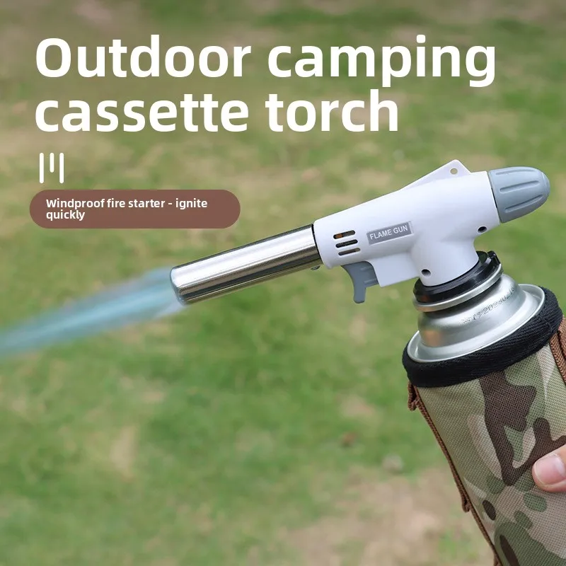 Torcia a Gas Portatile, Pistola a Fiamma Regolabile, Accenditore Multiuso per Barbecue all'Aperto, Cottura, Campeggio e Uso in Cucina