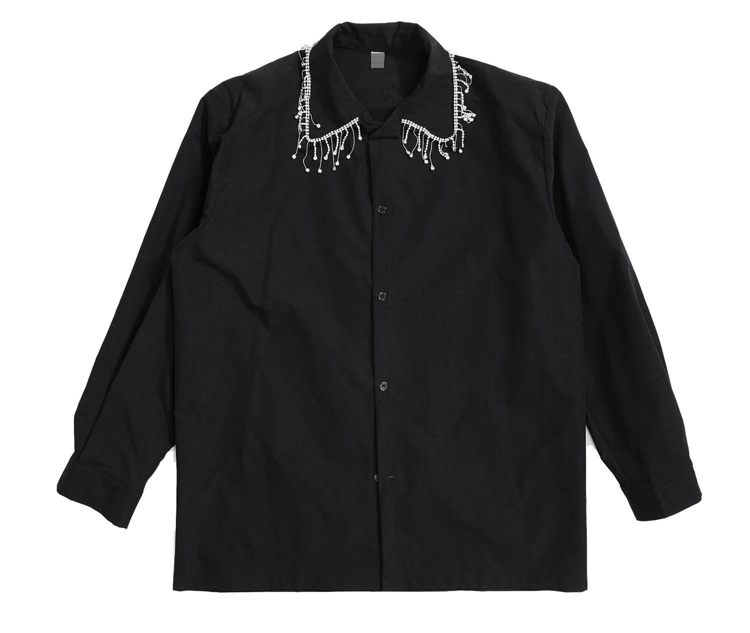 2025 Men's Autumn New Fashion Light Luxury Handmade Chain Design Shirts Gentleman Loose Comfort Long Sleeve Shirts Oversize Tops