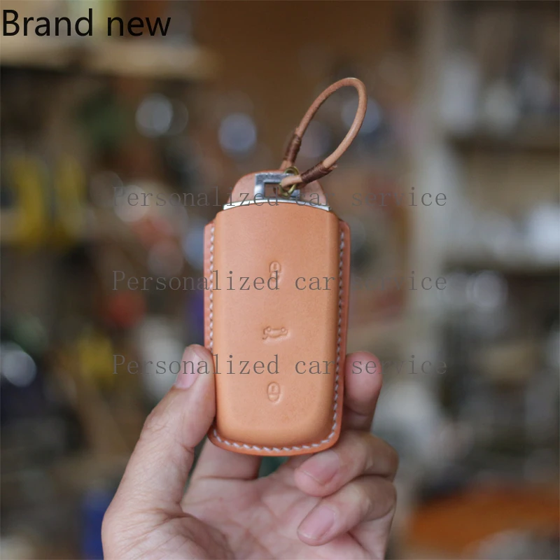 

Suitable for Volkswagen Classic Magotan B7 CC Leather Key Bag Vegetable Tanned Leather Pure Handmade Minimalist Key Cover