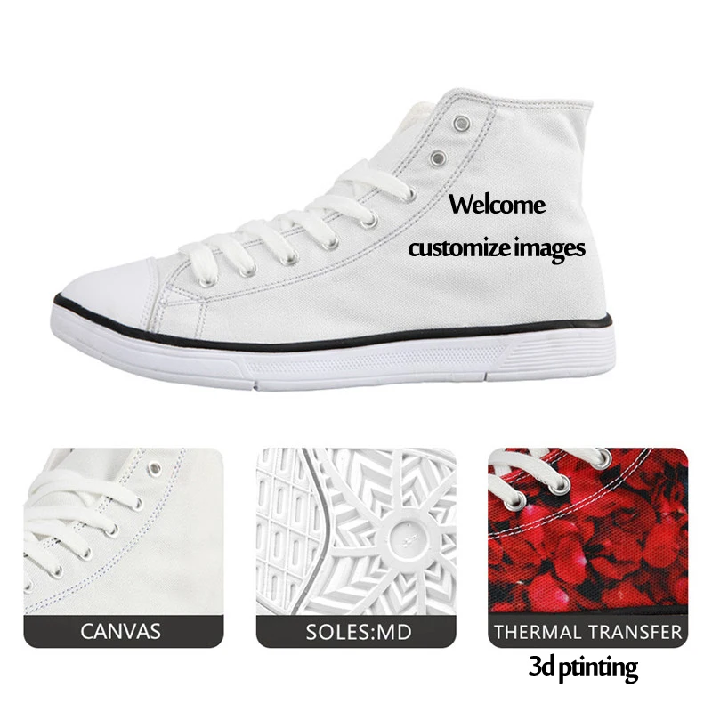 Animal High Top Canvas Shoes Classic Men's Lace Up Vulcanize Shoes For Student Cool 3D Wolf Flat Men EUR Size 37-45