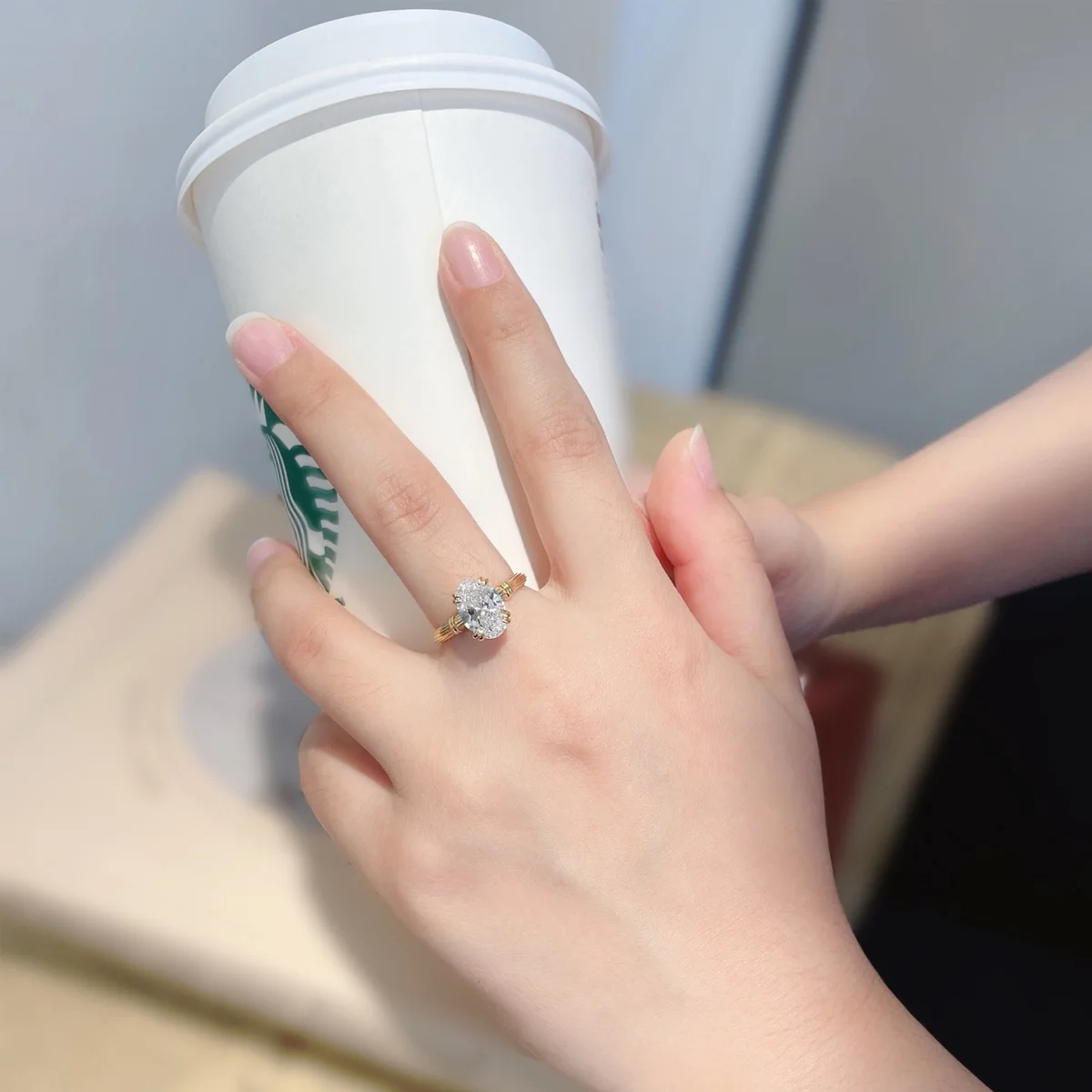 1.05ct شكل بيضاوي مختبر نمت خاتم الماس 18K الذهب الأصفر الفاخرة سوليتير مختبر خاتم الماس خاتم الزواج للنساء