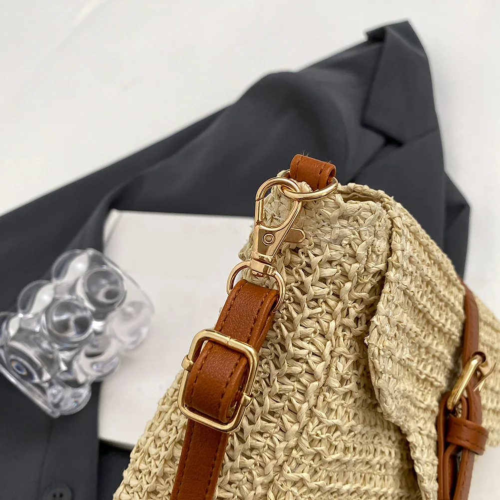 

Summer Woven Messenger Bags Fashion Women Shoulder Bag Handmade Paper Rope Simple Adjustable Straps Mobile Phone Bag