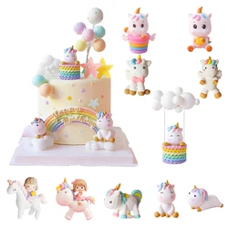 Rainbow Unicorn Cake Topper Girl's Birthday Decoration Baby Shower Party Supplies Kids 1st Happy Birthday Unicorn Theme Decor