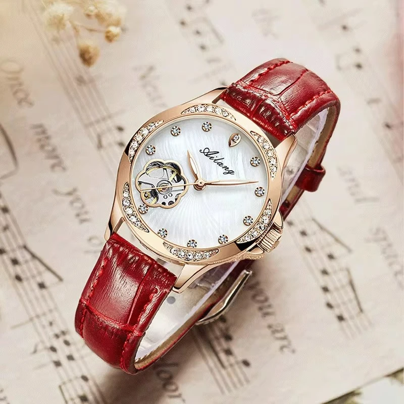

AILANG Women's Automatic Mechanical Watch Luxury Skeleton Diamond Bezel Waterproof Wristwatch Fashion Elegant Watch for Gift