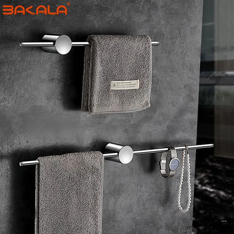 Bakala 40/50cm Movable Towel Rack Towel Hanger Bath Towel Holder Wall Towel Bar Space Copper Bathroom Shelf Kitchen Storage Rack