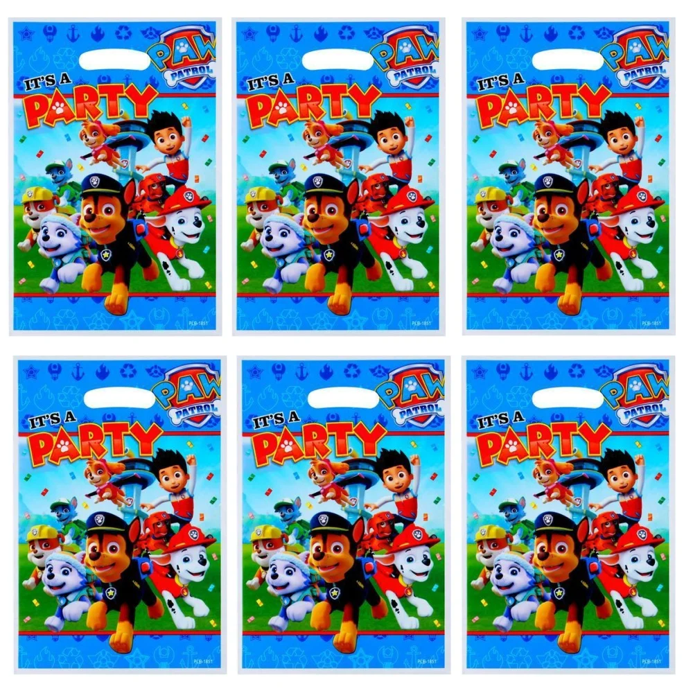 10/20/30Pcs Paw Patrol Party Gift Bags Plastic Candy Bag Loot Bag Kids Boys Girls Birthday Decoration Supplies Baby Shower