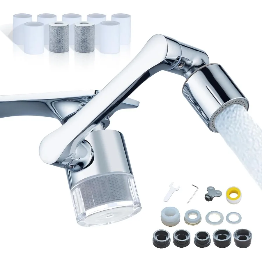 

Water Filter for Sink Faucet Extender Aerator with 1080 Rotating 2 Modes Spray Attachment to Reduce Chlorine Ideal for Kitchen