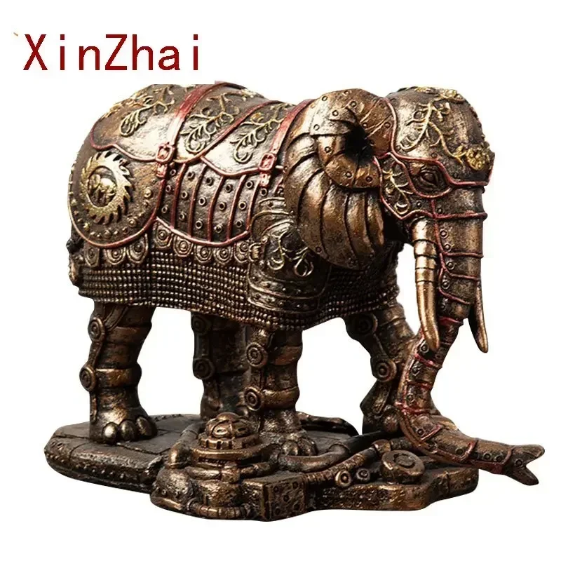 Vilead Retro Steampunk Mechanical Elephant Statue Decoration Animal Figurines Office Home Living Room Decor Accessories Interior