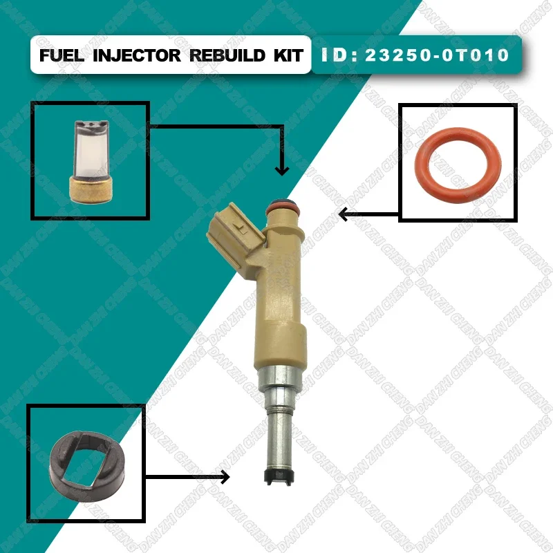 Fuel Injector Service Repair Kit Filters Orings Seals Grommets for 23250-0T010 23250-0T020 For 2009-2015 Toyota Corolla Matrix