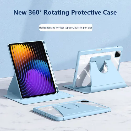 Imagen 2 del producto Funda acrílica con ranura para bolígrafo de rotación 360 para Xiaomi Poco Pad X1 M1 8/7 Pro 11,2 Redmi Pad 2 Pro 12,1 pulgadas SE 11 2025 cubierta antideslizante