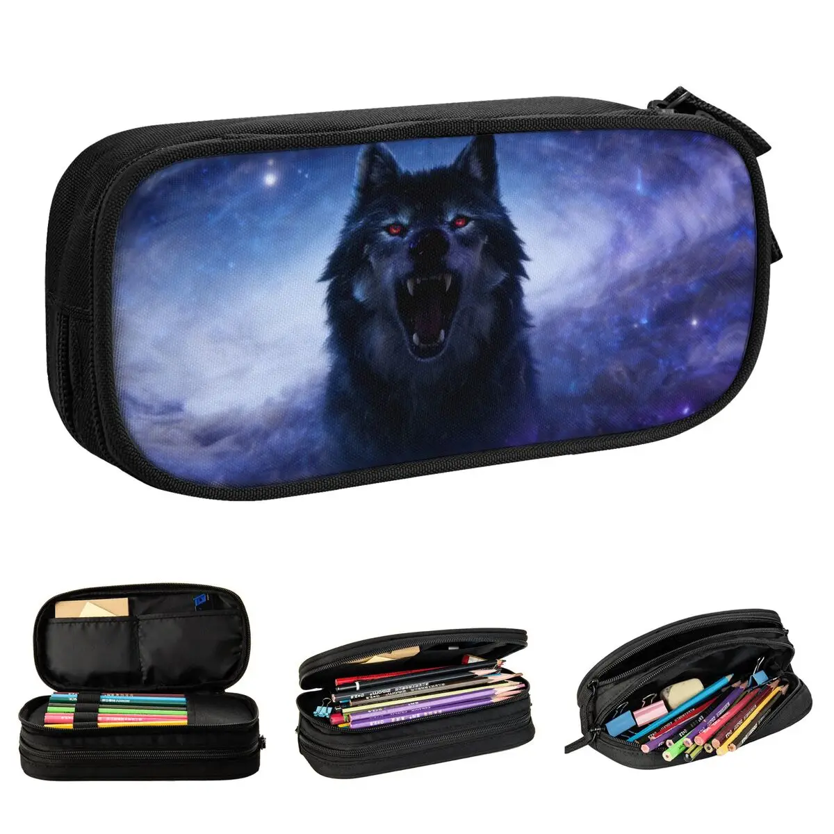 

Пеналы с изображением волка, звездного неба, новая коробка для ручек, сумки для карандашей, студенческие большие вместительные офисные подарочные пеналы