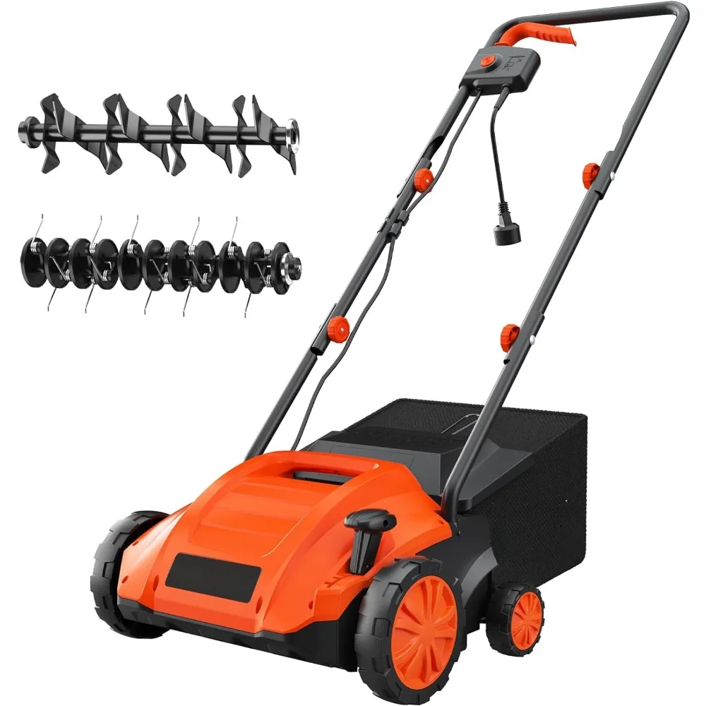 

12Amp Electric Dethatcher and Scarifier, 2-in-1 Dethatcher with 4-Position Depth Adjustment, Electric Dethatcher and Scarifier