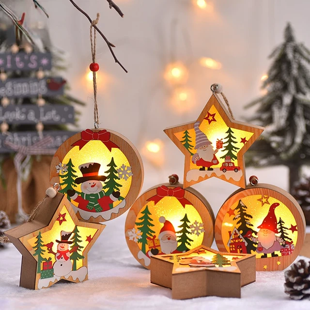 Christmas Tree Lamp Shade, Wooden Night Floor Light As Winter Decorative Ornaments, popular Happy Holiday Gifts