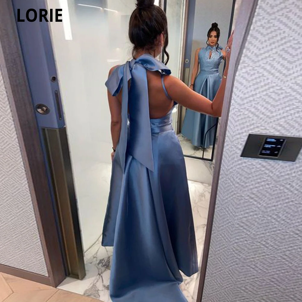 

LORIE Elegant Halter Neck Prom Dresses 2023 Crsytals A Line Abendkleider Dubai Stain Evening Dress Robes De Soirée Party Gowns