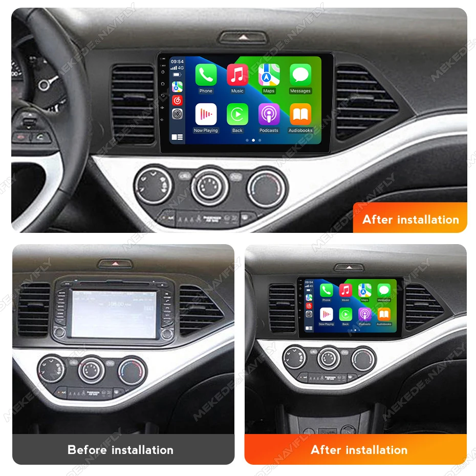 MEKEDE Carplay اللاسلكي Android الكل في واحد راديو السيارة ستيريو لكيا مورنينج 2 بيكانتو 2011 - 2016 2017 الملاحة GPS BT WIFI